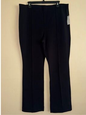 Maeve Black Pull On Straight Leg Stretchy High Rise Seam Detail Pants XL NWT!